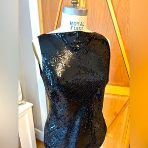 Sleeveless Black Sequin Blouse by Ann Taylor